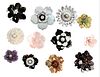 Group of 12 Magnetic Brooches, to include mother of pearl, agate, purple quartz, hardstone, etc., diameter of largest 3 3/4 inches.