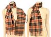 Three Classic Burberry Plaid Winter Scarves, to include three plaid cashmere scarves having labels, condition consistent with wear and age.