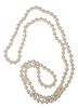 Single Strand of Pearls, having light pink luster, 34 inches, 6.8 millimeters.
