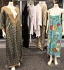 Brocade Hostess Maxis, along with sleepwear, two vintage brocade metallic trimmed hostess maxi's, three designer robes, along with a Natori nightgown,