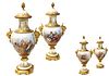 A Pair of French Sevres Bronze & Porcelain Vases