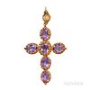 Antique Gold and Amethyst Cross