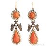 Antique Gold and Coral Earrings