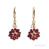 14kt Gold, Ruby, and Seed Pearl Earrings
