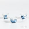 Set of Three Blue and White "Month" Cups