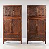 Pair of Hardwood Compound Cabinets, Sijiangui