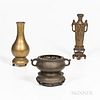Two Bronze Vases and a Censer