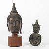 Bronze Fragments of a Buddha Head and Torso
