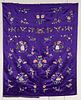 Embroidered Purple Silk Coverlet