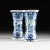 A PAIR OF DUTCH DELFT BLUE AND WHITE GLAZED BEAKER VASES, MARKED, CIRCA 1800,