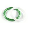 A GROUP OF TWO CHINESE WHITE JADE AND APPLE GREEN JADEITE BANGLE BRACELETS, MODERN, 
