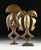 A GROUP OF TWO KOTA BRASS SHEET METAL COVERED WOOD RELIQUARY FIGURES, GABON, 20TH CENTURY,