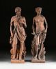 A PAIR OF ITALIAN NEOCLASSICAL STYLE CAST IRON ALLEGORICAL FIGURES OF THE TEMPERAMENTS, MELANCHOLY AND SANGUINE, LATE 19TH CENTURY,