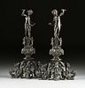 A PAIR OF ITALIAN RENAISSANCE STYLE PATINATED BRONZE FIGURAL ANDIRONS, LATE 19TH CENTURY,