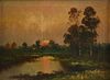 ALEXANDER HELWIG WYANT (American 1836-1892) A PAINTING, "Burning Sunset in Marsh Landscape,"