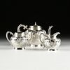A THREE PIECE QING DYNASTY STERLING SILVER TEA SET IN CASE, BY WANG HING & CO, HONG KONG, LATE 19TH/EARLY 20TH CENTURY,