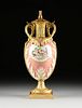 A SÈVRES STYLE ORMOLU MOUNTED AND FLORAL PAINTED PINK GROUND PORCELAIN VASE LAMP, MID 19TH CENTURY,  