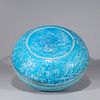 Chinese Ming Style Blue Glazed Ceramic Box