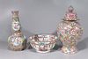 Group of Three Famille Rose Chinese Porcelains
