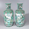 Pair of Chinese Kangxi Style Famille Verte Vases