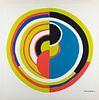 SONIA DELAUNAY (Ukraine, 1885 - France, 1979).
"Signal", 1970s.
Colour silkscreen on canvas, copy 11/900.
Signed in plate. Justified by him.