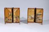 Two Antique Japanese Miniature Six-Panel Screens