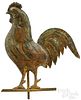 Diminutive full bodied copper rooster weathervane