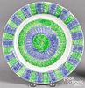 Green and blue rainbow spatter bullseye plate