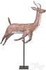 Large carved and painted folk art leaping stag