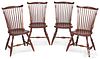 Four Pennsylvania painted fanback Windsor chairs