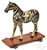 Painted zebra pull toy, late 19th c.