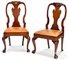 Pair of New York Queen Anne mahogany dining chairs