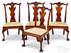 Set of four Pa. Chippendale walnut dining chairs