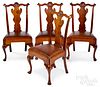 Set of four Pa. Queen Anne walnut dining chairs