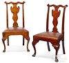 Two similar Pennsylvania Queen Anne walnut chairs