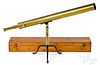 French 3" brass library refractor telescope