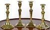Two pairs of brass candlesticks, 19th c.