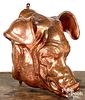 Copper pigs head trade sign, early 20th c.