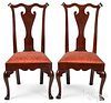 Pr of Pennsylvania Queen Anne walnut dining chairs