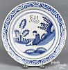 English Delft Chinese scholar plate, dated 1699