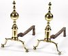 Pair of Federal brass andirons, ca. 1815