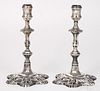 Pair of English silver candlesticks, 1753-1754