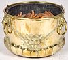 English embossed brass kindling box, 19th c.