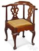 George II mahogany corner chair, ca. 1750.
