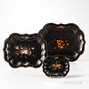 Three Floral-decorated Tole Trays
