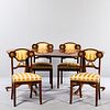 Swedish Mahogany Dining Table and Four Dining Chairs