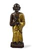 Gilt Bronze Repousse Figure of Monk, 18/19th C.