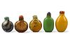 Group of 5 Chinese Agate & Peking Snuff Bottles