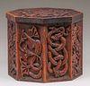 Arts & Crafts Hand-Carved Octagonal Taboret c1905