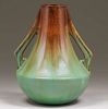 Fulper Pottery Two-Handle Copperdust Green Flambe Vase c1910s